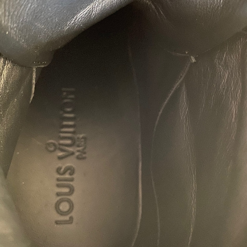 Louis Vuitton black monogram hi top rubber leather hi top fashion shoes wedges - Picture 11 of 11
